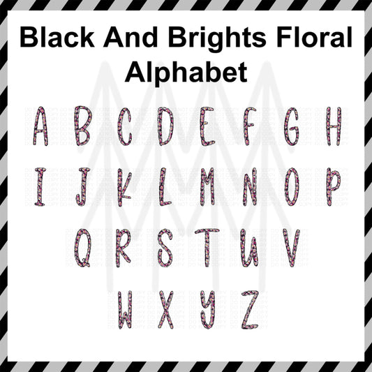 Black And Brights Floral Alphabet - Custom Word (Dtf Transfer) Transfer