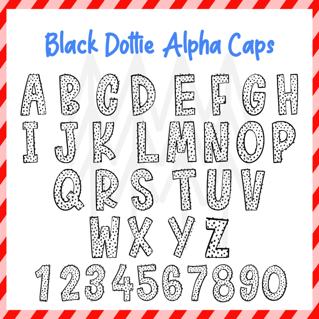 Black Dottie Alphabet - Custom Word Dtf Transfers Transfer