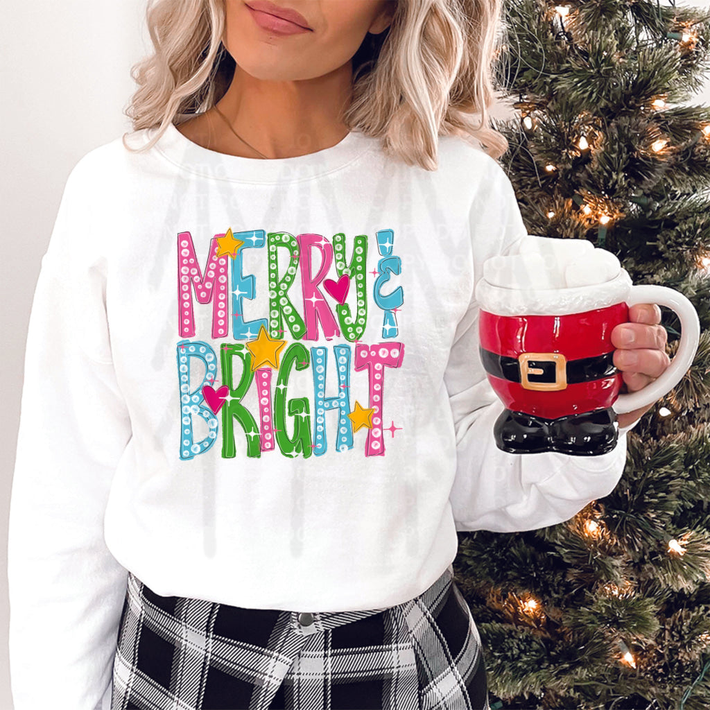 Colorful Merry And Bright (Dtf Transfer) Transfer