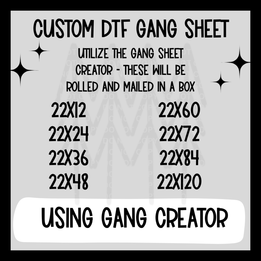 Custom Dtf Gang Sheets (Using Sheet Creator) Transfers