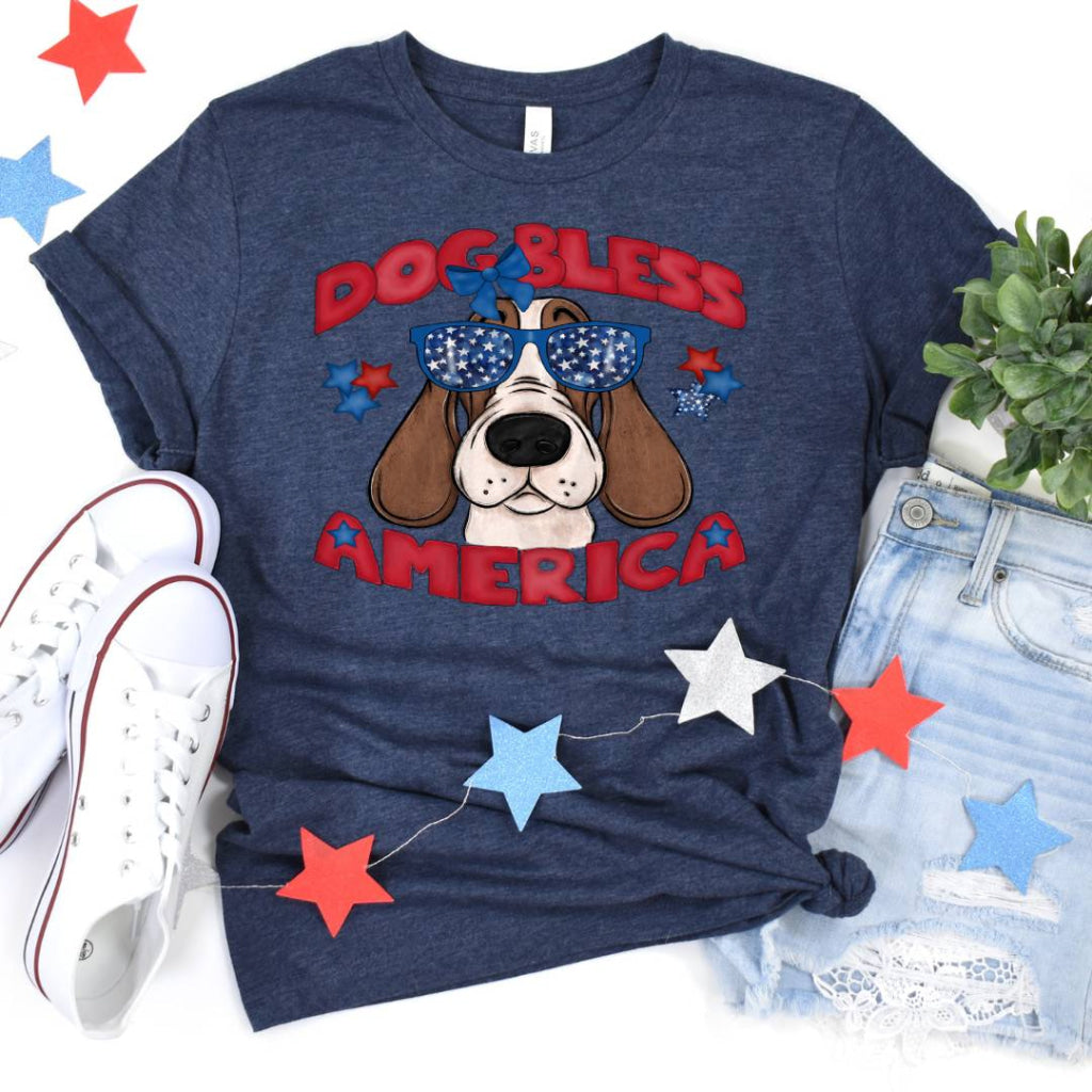 Dog Bless America Basset Hound (Dtf Transfer) Transfer