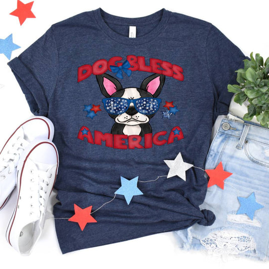 Dog Bless America Boston Terrier (Dtf Transfer) Transfer