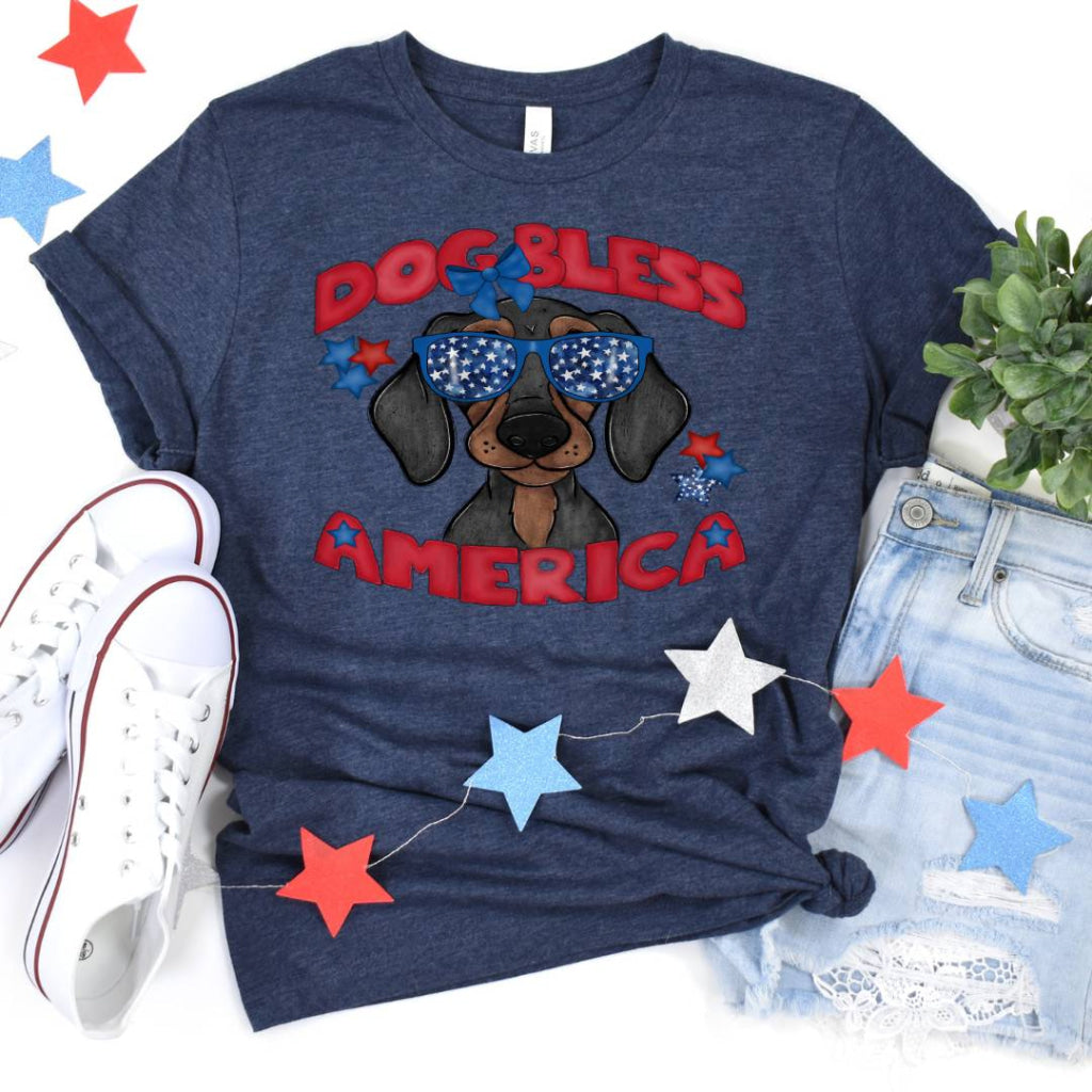 Dog Bless America Daschund (Dtf Transfer) Transfer