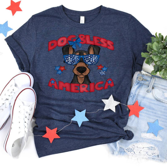 Dog Bless America Doberman (Dtf Transfer) Transfer