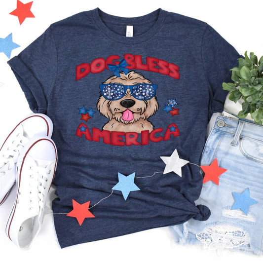 Dog Bless America Golden Doodle (Dtf Transfer) Transfer