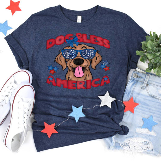 Dog Bless America Golden Retriever (Dtf Transfer) Transfer