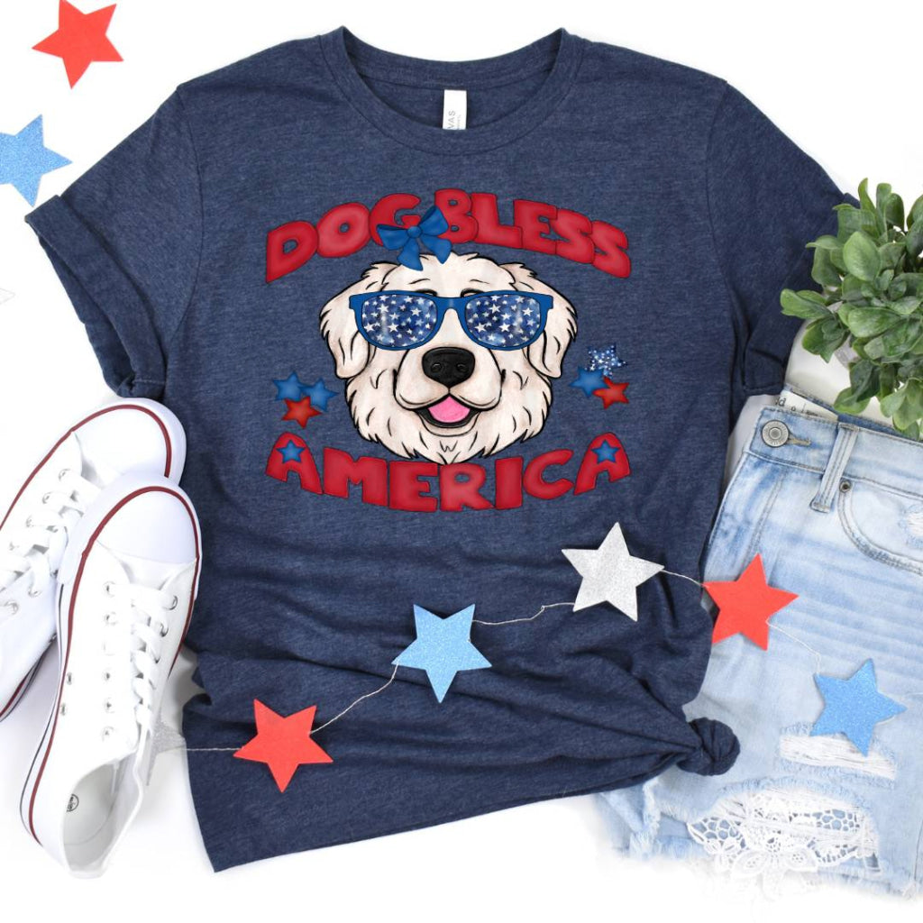Dog Bless America Great Pyreneese (Dtf Transfer) Transfer