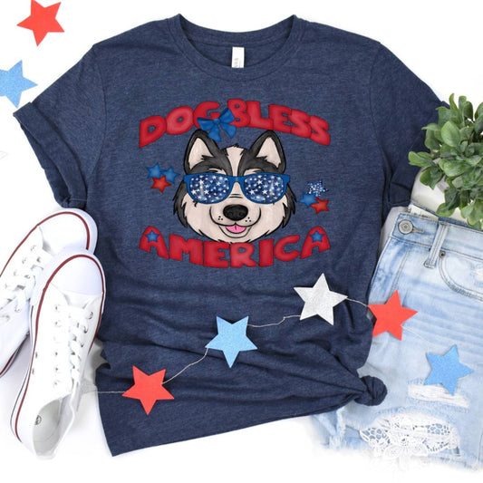 Dog Bless America Huskie (Dtf Transfer) Transfer