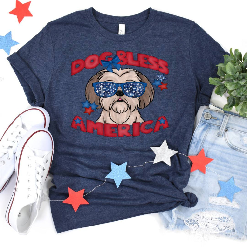 Dog Bless America Shih Tzu (Dtf Transfer) Transfer