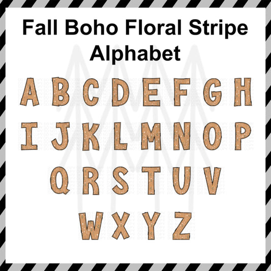 Fall Boho Alphabets - Mixed Custom Word (Dtf Transfer) Transfer