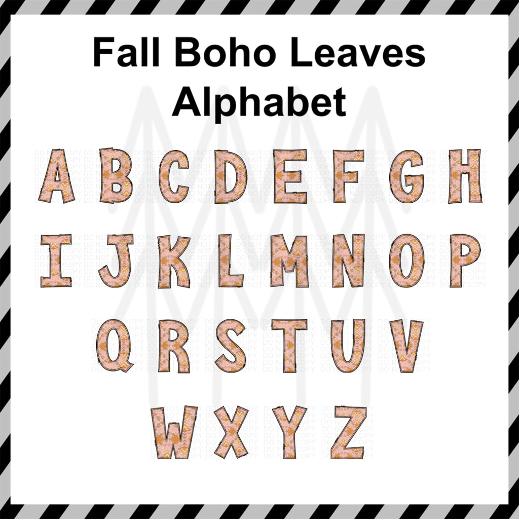 Fall Boho Alphabets - Mixed Custom Word (Dtf Transfer) Transfer