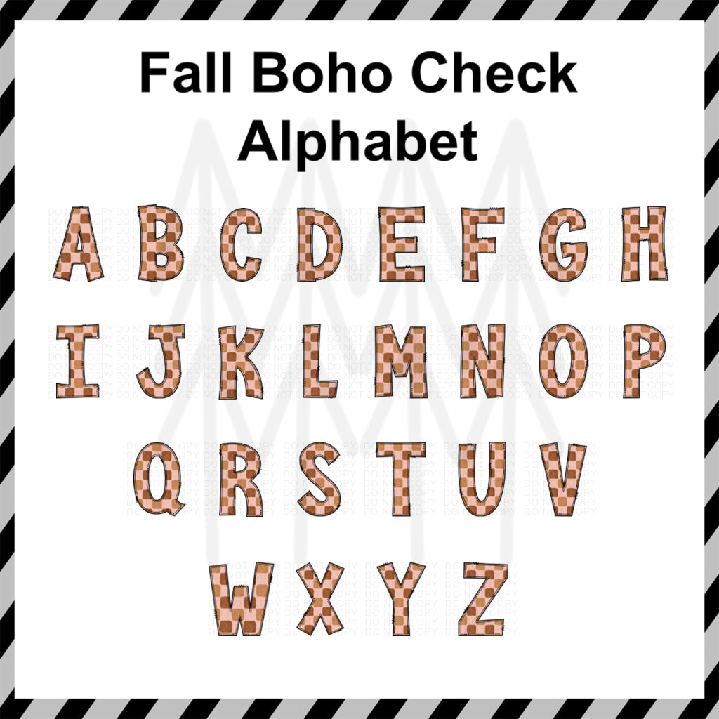 Fall Boho Alphabets - Mixed Custom Word (Dtf Transfer) Transfer