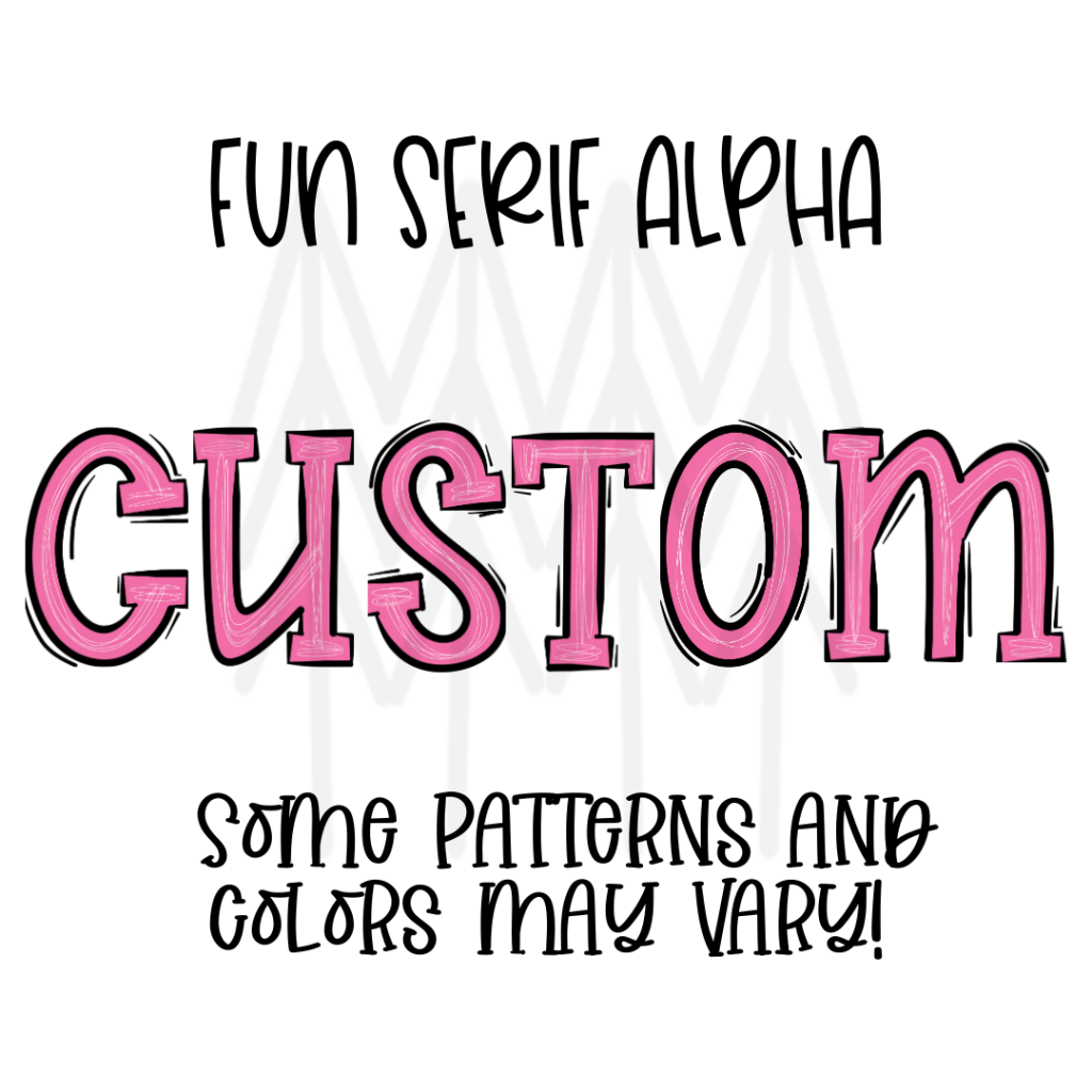 Fun Serif Pale Pink Alphabet - Custom Word Dtf Transfers Transfer