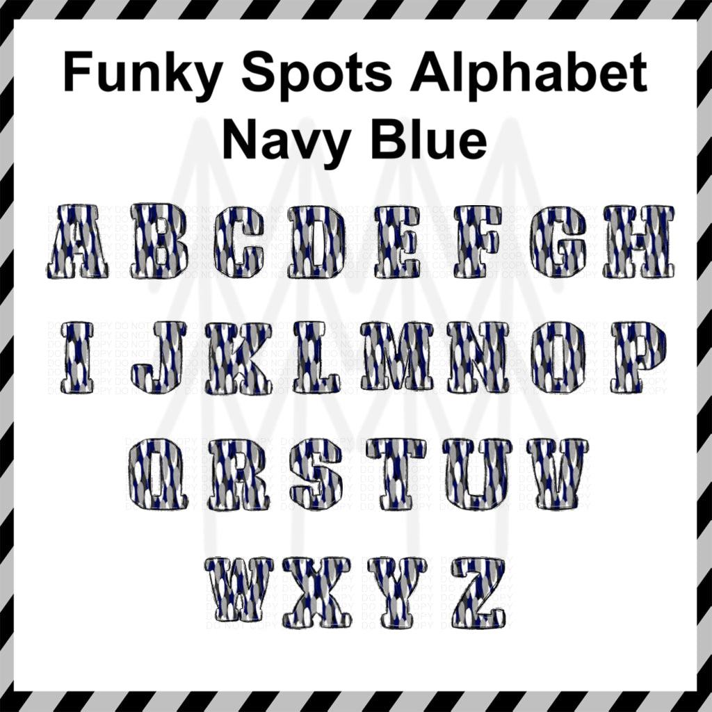 Funky Spots - Navy Blue Custom Word (Dtf Transfer) Transfer