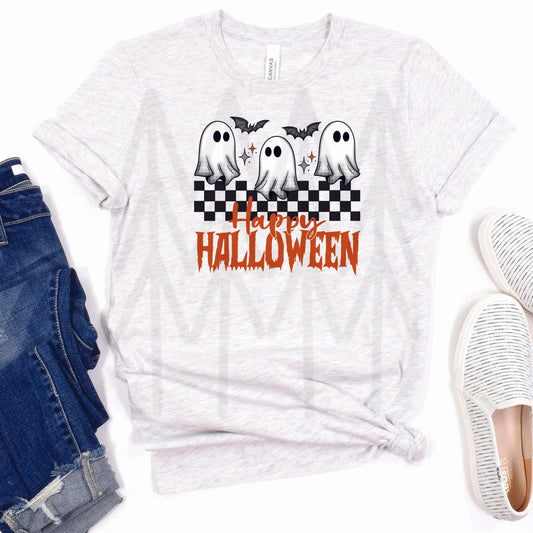 Happy Halloween Checkered Ghost (Dtf Transfer) Transfer