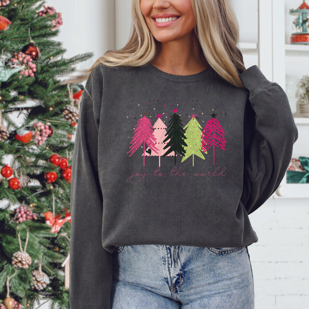 Joy To The World Boho Pink Trees (Dtf Transfer) Transfer