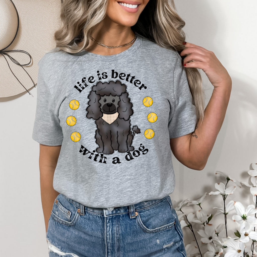 Life Is Better With A Dog Black Poodle (Dtf Transfer) Transfer