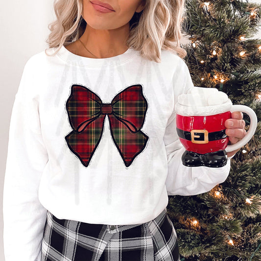 Merry Plaid Bow (Dtf Transfer) Transfer