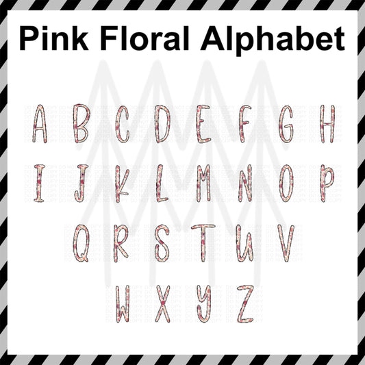 Pink Floral Alphabet - Custom Word (Dtf Transfer) Transfer