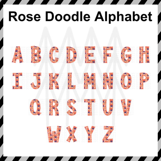 Rose Doodle Alphabet - Custom Word (Dtf Transfer) Transfer