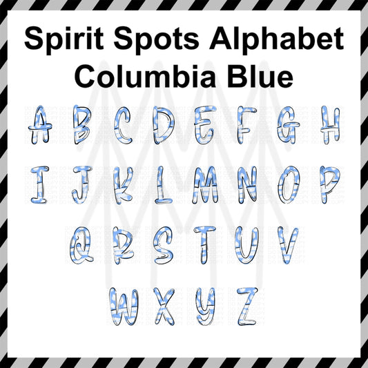 Spirit Spots - Columbia Blue Alphabet Custom Word (Dtf Transfer) Transfer