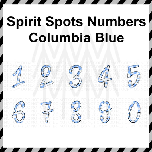 Spirit Spots - Columbia Blue Numbers Custom Word (Dtf Transfer) Transfer