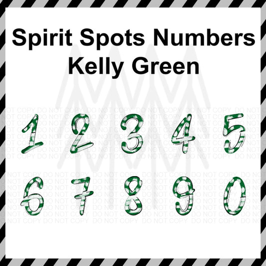 Spirit Spots - Kelly Green Numbers Custom Word (Dtf Transfer) Transfer