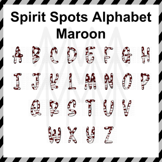 Spirit Spots - Maroon Alphabet Custom Word (Dtf Transfer) Transfer