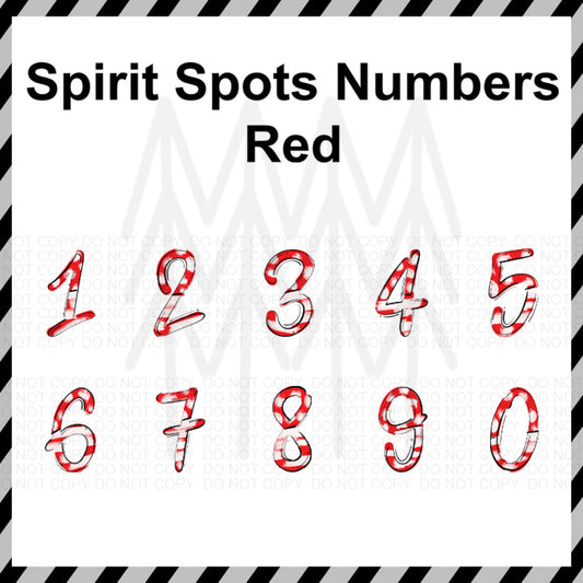 Spirit Spots - Red Numbers Custom Word (Dtf Transfer) Transfer