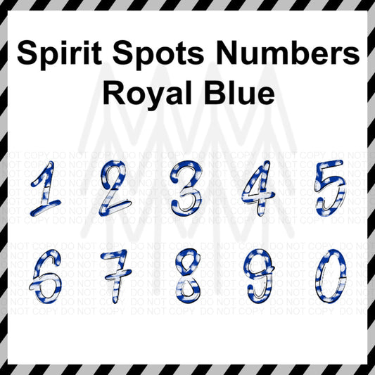 Spirit Spots - Royal Blue Numbers Custom Word (Dtf Transfer) Transfer