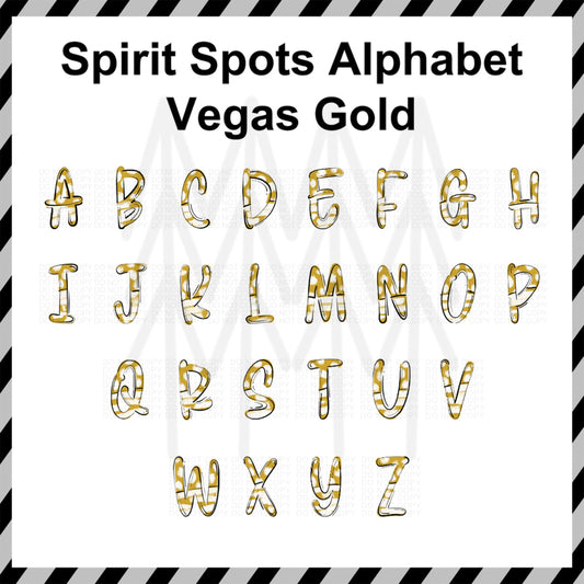 Spirit Spots - Vegas Gold Alphabet Custom Word (Dtf Transfer) Transfer