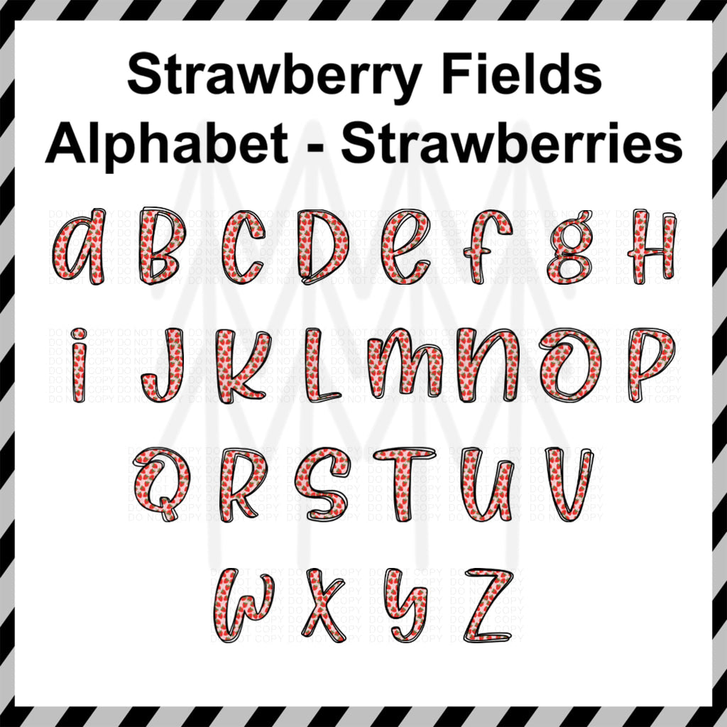 Strawberry Fields Alphabet - Mixed Custom Word (Dtf Transfer) Transfer