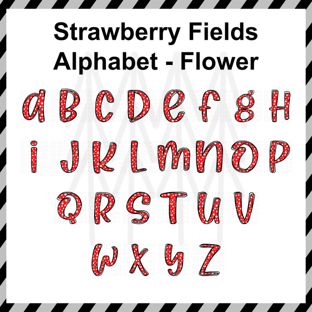 Strawberry Fields Alphabet - Mixed Custom Word (Dtf Transfer) Transfer