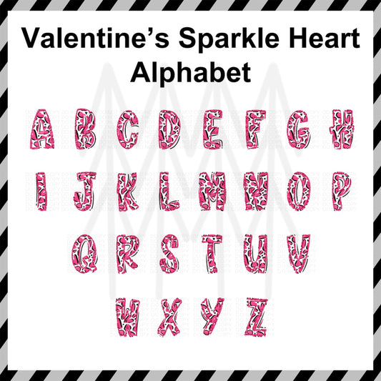 Valentine’s Sparkle Heart Alphabet - Custom Word (Dtf Transfer) Transfer