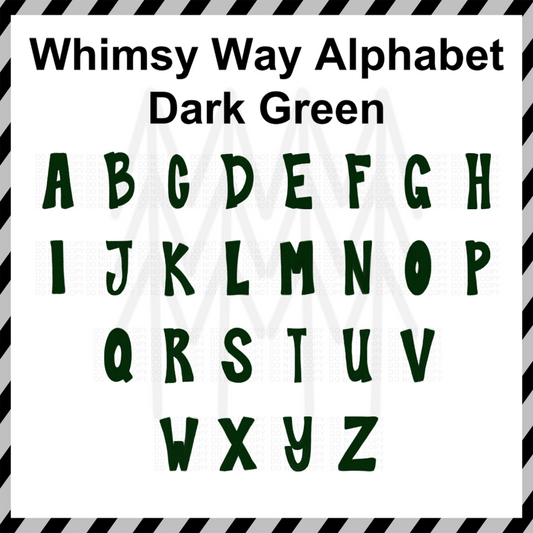 Whimsy Way Alphabet - Dark Green Custom Word (Dtf Transfer) Transfer