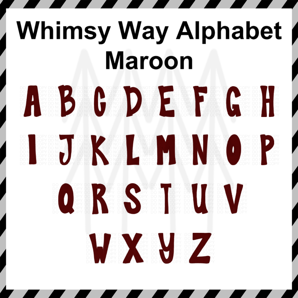 Whimsy Way Alphabet - Maroon Custom Word (Dtf Transfer) Transfer